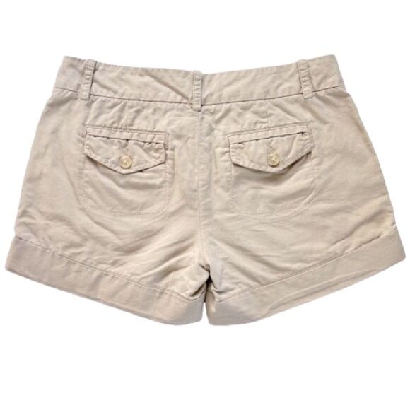 Express Linen Cotton Blend Mid-rise CreamTan Shorts Size 8 - Picture 2 of 12